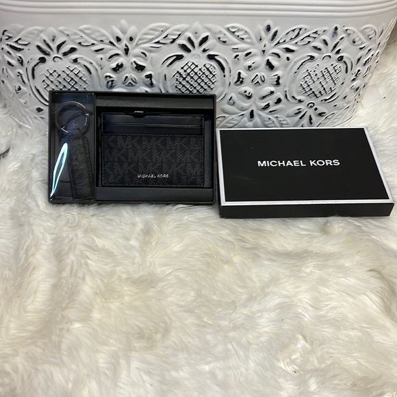 Michael Kors Other - NIB 🔥 Michael Kors Men Signature Black Logo Slim Card Holder with Key Chain